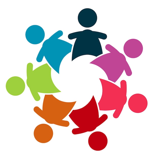 Логотип векторной графической группы людей в команде логотипа круга