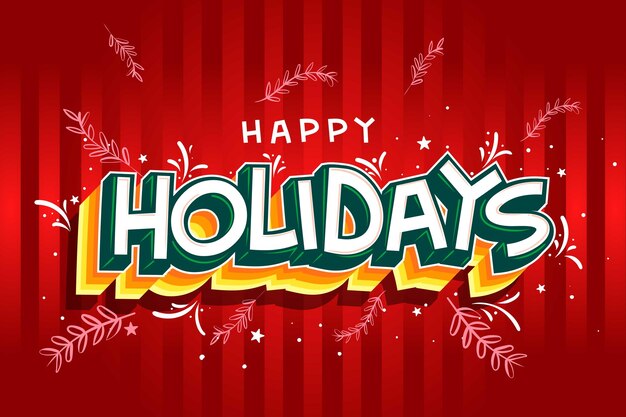 Vector graphic happy holidays lettering design in graffiti style colorful greeting text