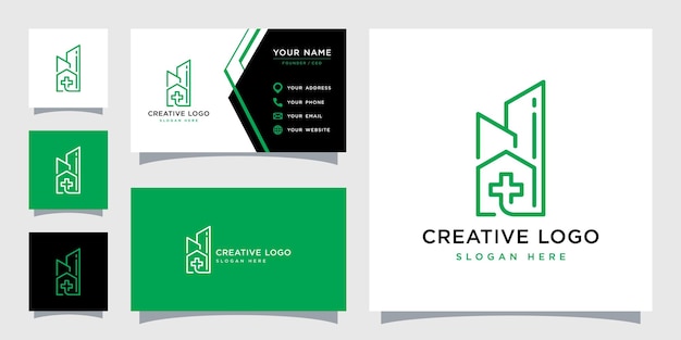 Vector graphic of home health combined with cross plus logo design template