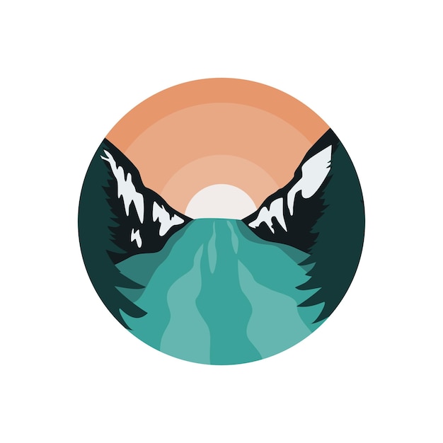 山の使用のための、または t シャツのロゴのアウトドア アドベンチャー要素に適したベクトル グラフィック イラスト