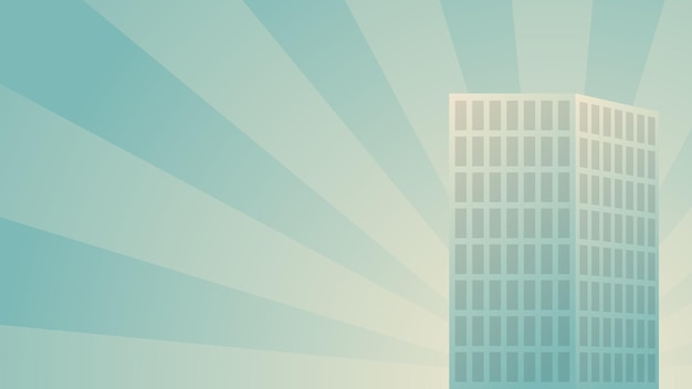 Vector vector graphic illustration of a tall building with bright sunlight in the background
