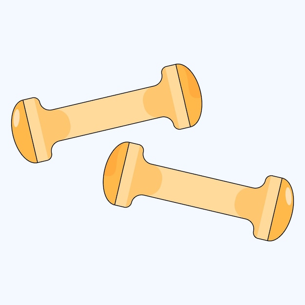 Vector graphic illustration of yellow dumbbells