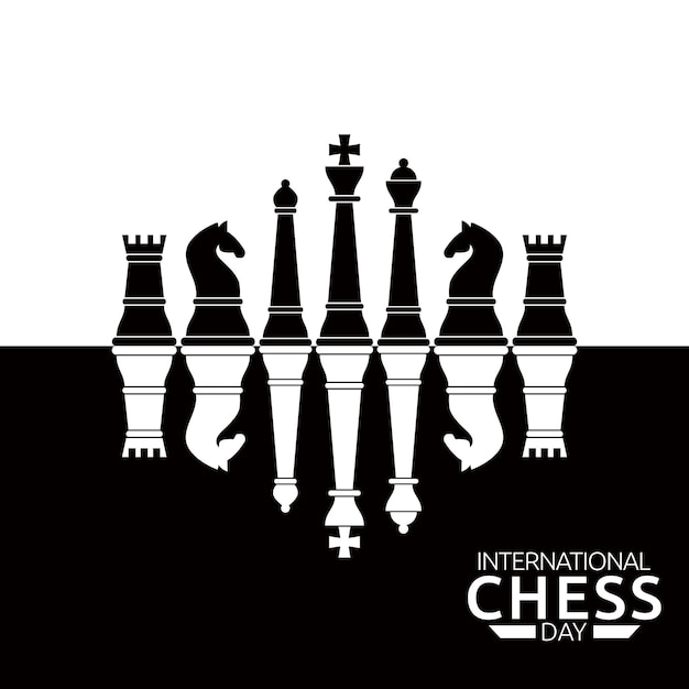 Векторная графика Международного шахматного дня Хороша для празднования Международного Шахматного дня Плоская конструкция