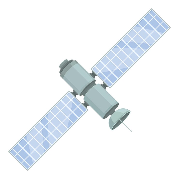 Vector 白い背景の太陽電池パネルのイソメトリック衛星のベクトルグラフィック