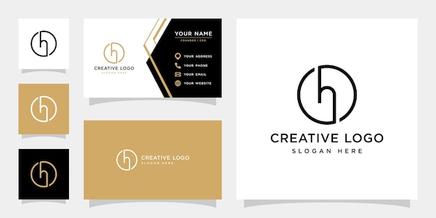 Vector graphic of letter H logo and business card design vector