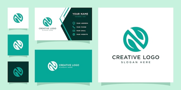 Vector graphic of letter N combined with nature logo design template