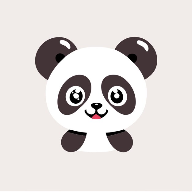 Vettore logo vettoriale panda semplice minimal cuteno dettagli fotografici realistici illustrazione vettoriale kawaii