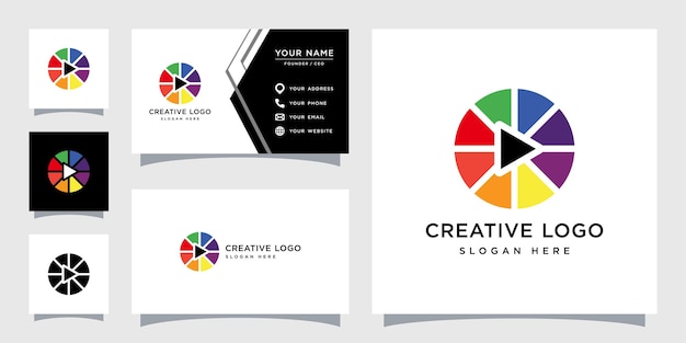 メディア再生ロゴデザインテンプレートのベクトルグラフィック