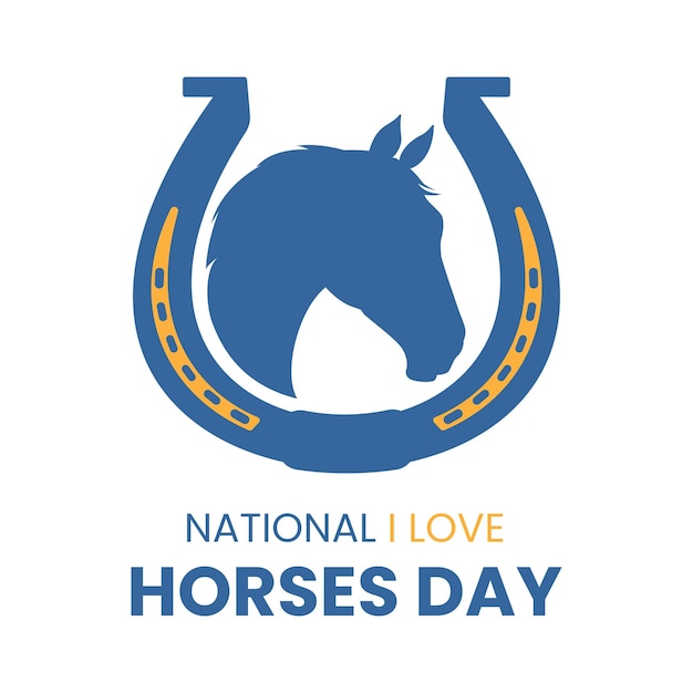 말의 날 축하에 좋은 National I Love Horses Day의 벡터 그래픽