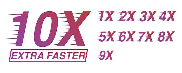 Вектор Векторные графические числа в наборе 1-10 со стилем шрифта speed.