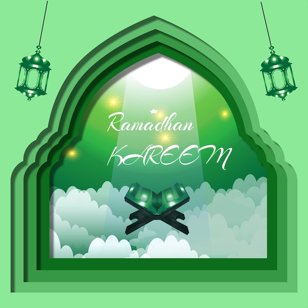 Vector graphic of ramadhan with papercut