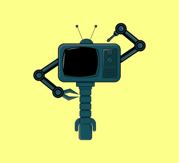 Vettore illustrazione del personaggio televisivo del robot con grafica vettoriale molto buona per il design dell'abbigliamento