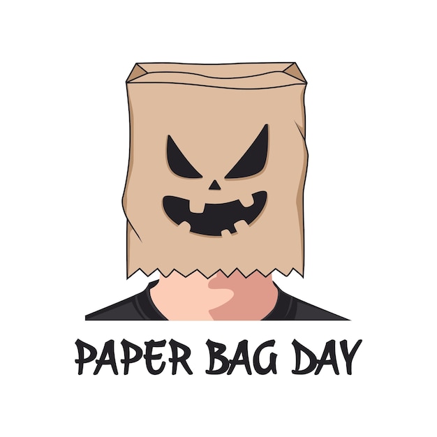 Vector graphic of scary paper bag head halloween mask illustration suitable for paper bag day