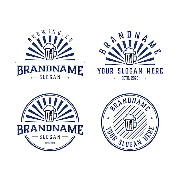 vector graphic set of brewery vintage logo design template