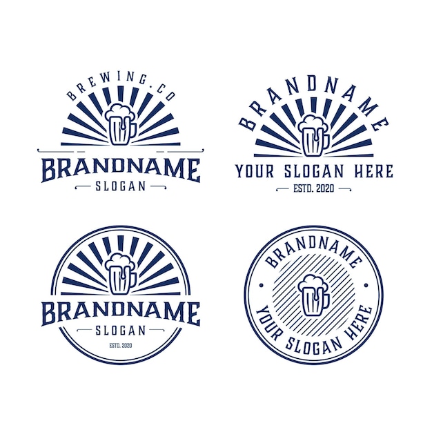 Vector graphic set of brewery vintage logo design template