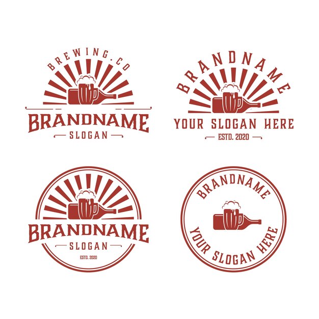 vector graphic set of brewery vintage logo design template