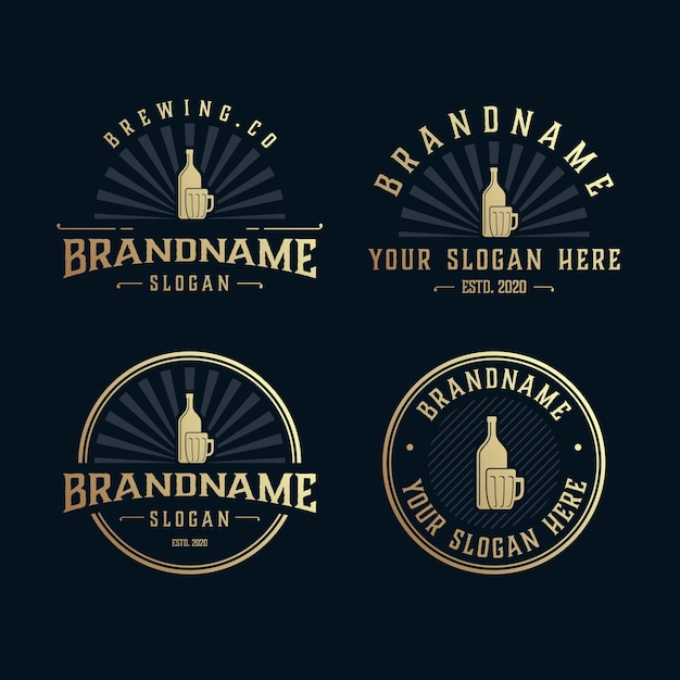 Vector graphic set of brewery vintage logo design template