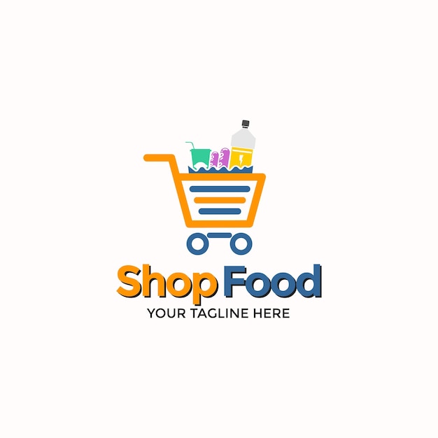 Grafica vettoriale del logo online del negozio di cibo.