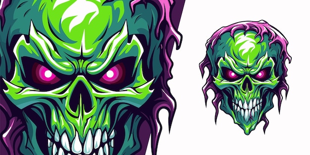 Vector Graphic for Sport and ESport Teams Zombie Skull Slime Logo Mascot