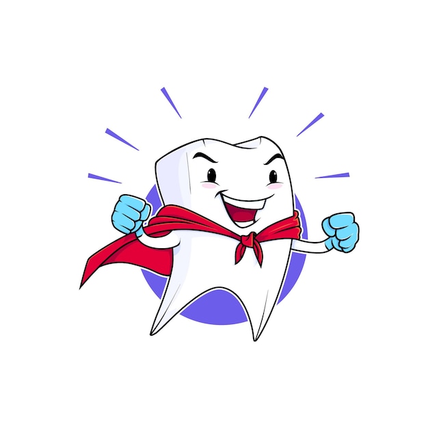 vector graphic super hero tooth vector premium