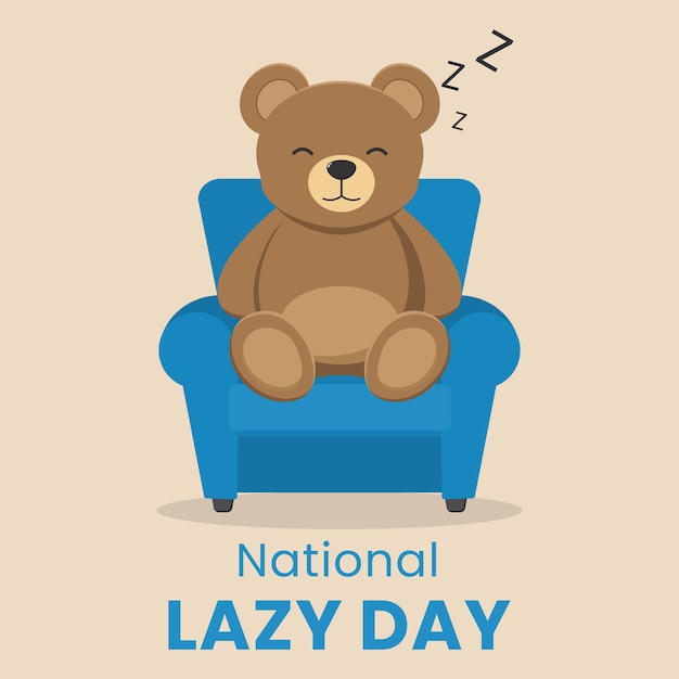 Vector graphic of teddy bear taking a nap on sofa suitable for national lazy day