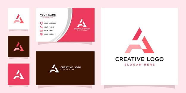 Vector graphic of triangle initial A logo and business card design template