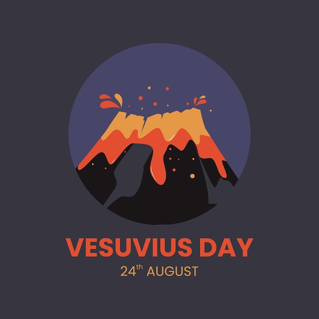 Векторная графика логотипа вулкана, извергающего лаву, подходящая для дня Везувия