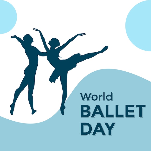 vector graphic of world ballet day logo with ballet dancer icon.