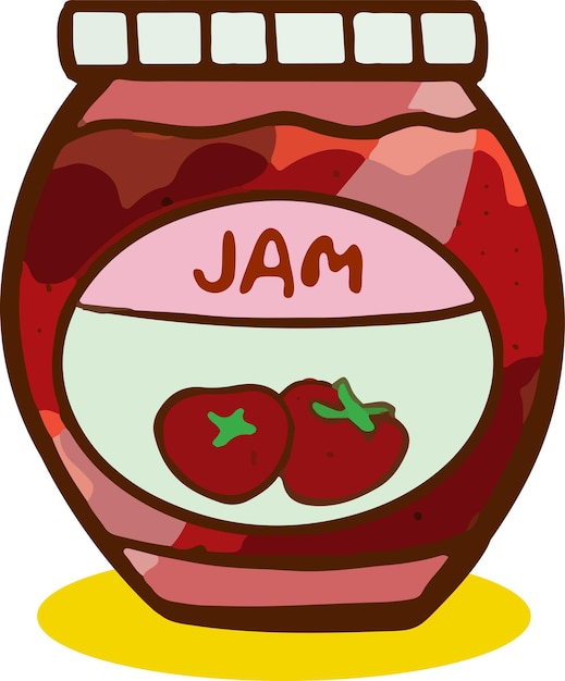 Vector graphics. Bright, cartoon illustration of a jam bottle. Simple pink jam bottle.