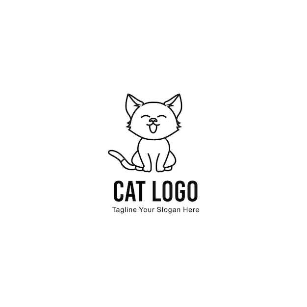 Vector vector graphics of cute and lovely cat. cute kitten logo