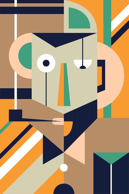 Vector graphics Geometric portrait of a man Poster art