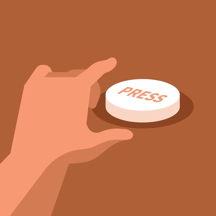 Vector vector graphics of hand pressing the button isolated on transparent background
