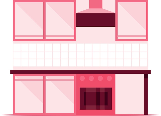 Vector Graphics Of A Kitchen In Pink Color Isolated On Transparent Background