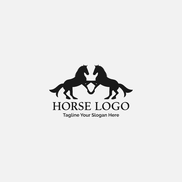 vector graphics of two horse animal logos standing. two horses standing icon