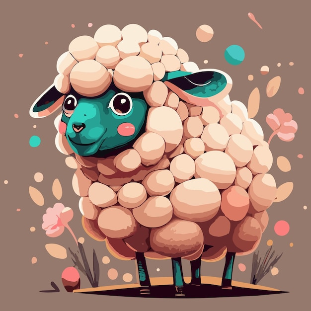Vector grappige schattige schapen achtergrond Cartoon schapen print ontwerp voor kinderen meisjes Bo