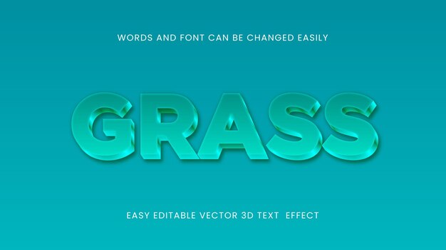Disegno di stile di testo modificabile 3d dell'erba di vettore