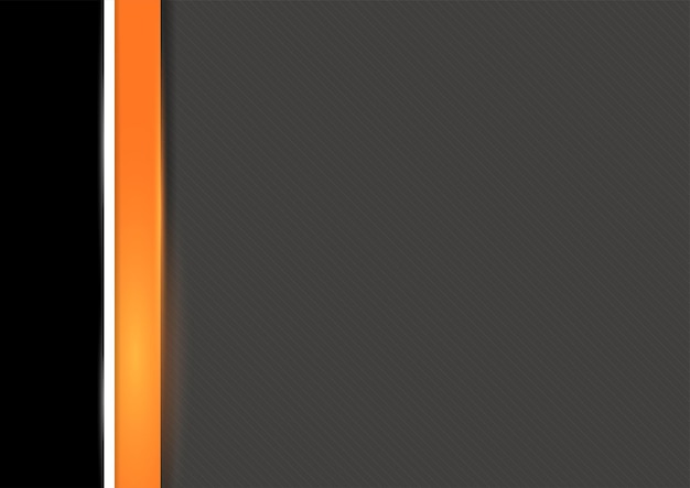 Векторно-серый абстрактный фон с рисунком линий и светящейся оранжевой и черной полосой