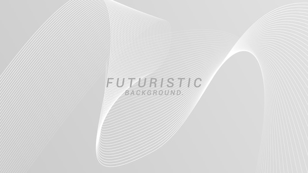 Vector Gray white futuristic abstract background flowing wavy lines texture background