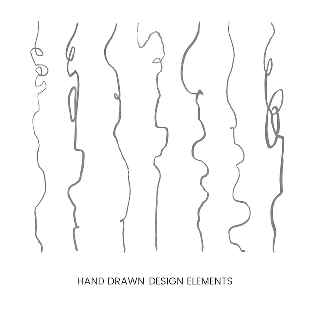 Vector grayscale modern set with hand drawn doodle abstract llustrations