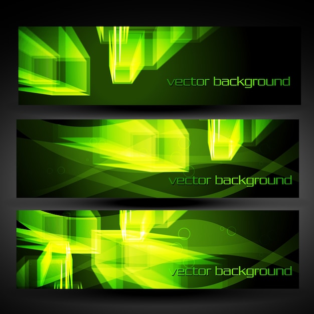 Vector green abstract banner set 4