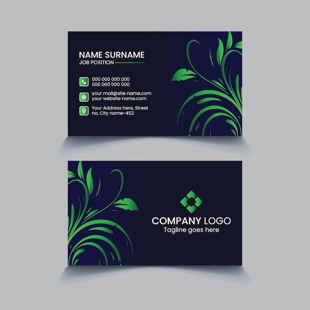 vector green abstract business card