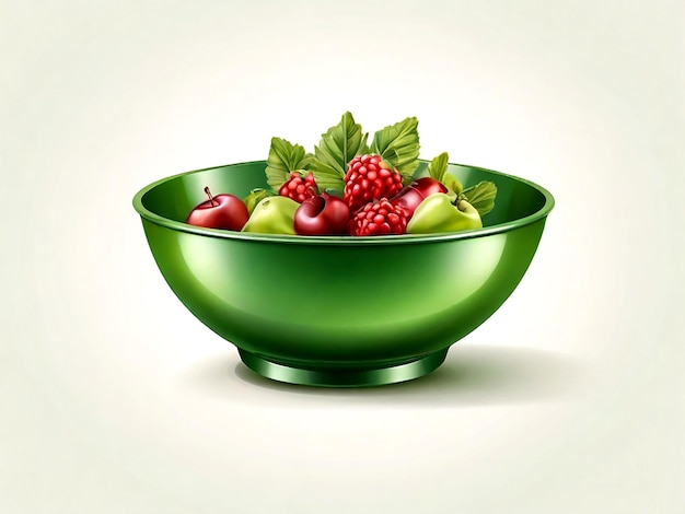 Зелёная векторная чаша для фруктов и овощей на изолированном белом изолированной