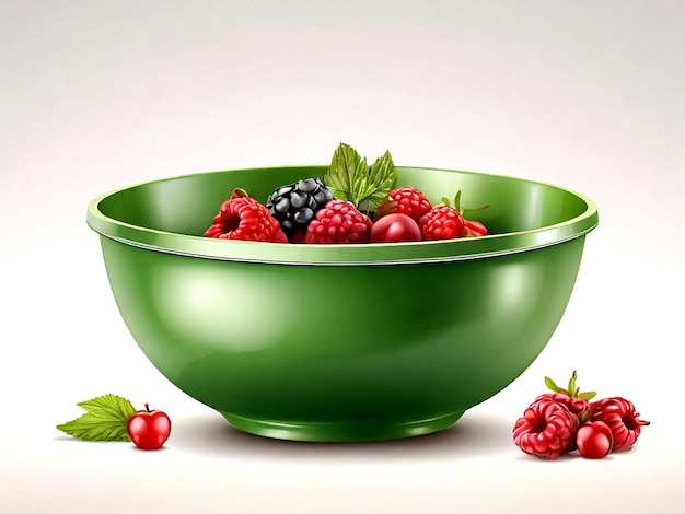 Vector vector green bowl for fruits and vegetables on an isolated white isolated