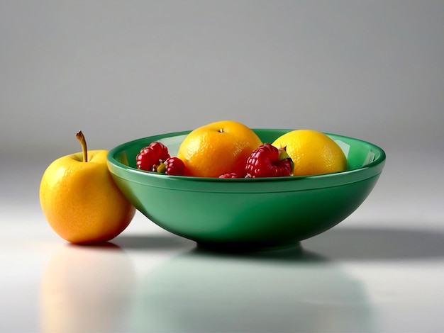 vector Green bowl for fruits and vegetables on an isolated white isolated