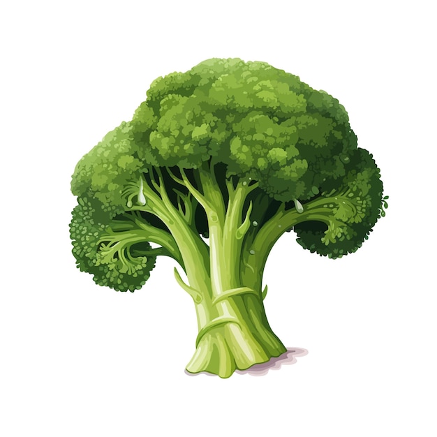 Vector green broccoli levitating illustration