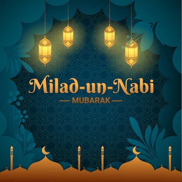 Векторный зеленый фон для milad un nabi с эффектом бумаги