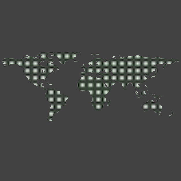 Vector vector green dotted world map on grey