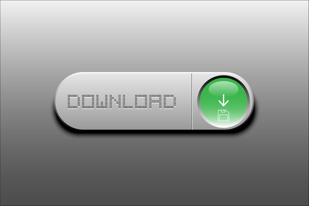 Vettore pulsante icona download verde vettoriale