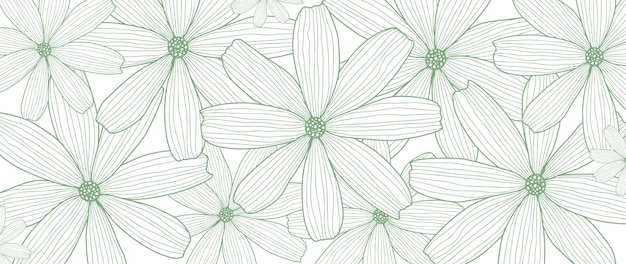 Vector green floral background with delicate daisies for decor covers backgrounds wallpapers