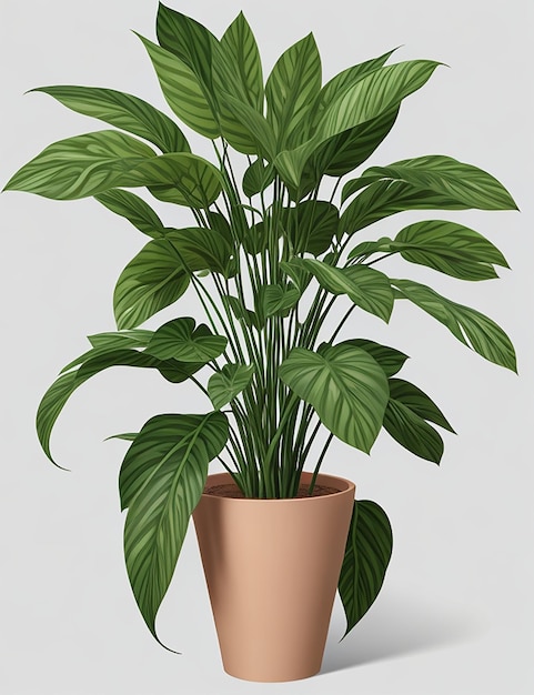 Вектор Векторное зеленое домашнее декоративное растение для дизайна интерьера